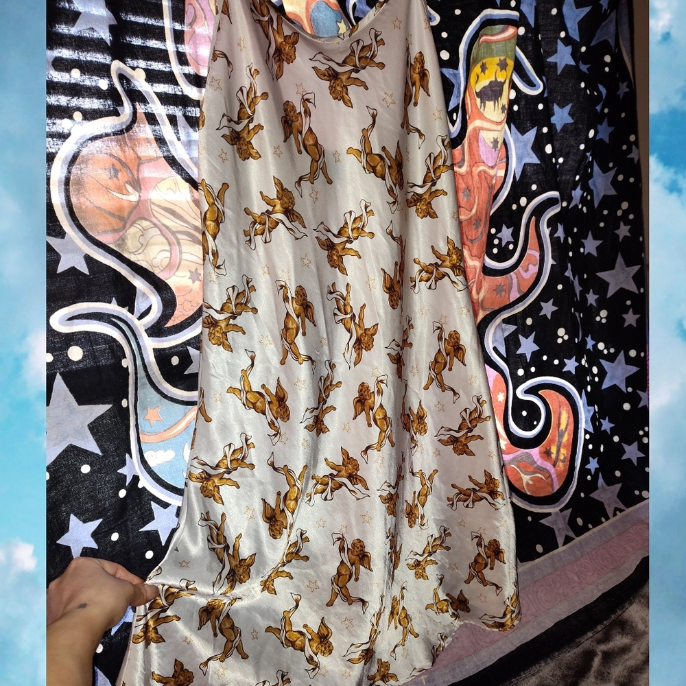 Vintage Joe Boxer Light Blue Cherub Maxi Dress / Slip Style Dress.
